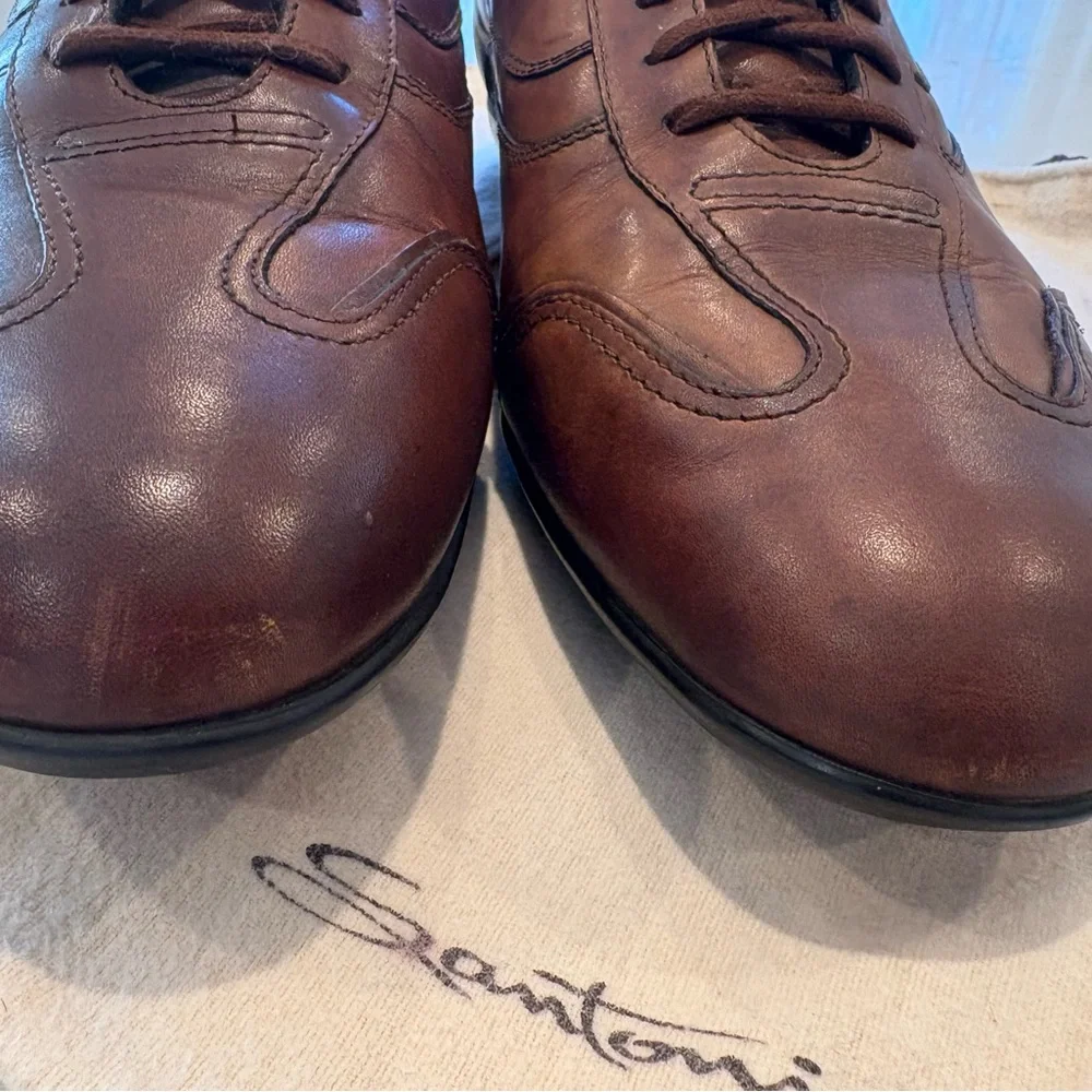 Santoni men’s sneakers size 12 cognac brown - Picture 2 of 7